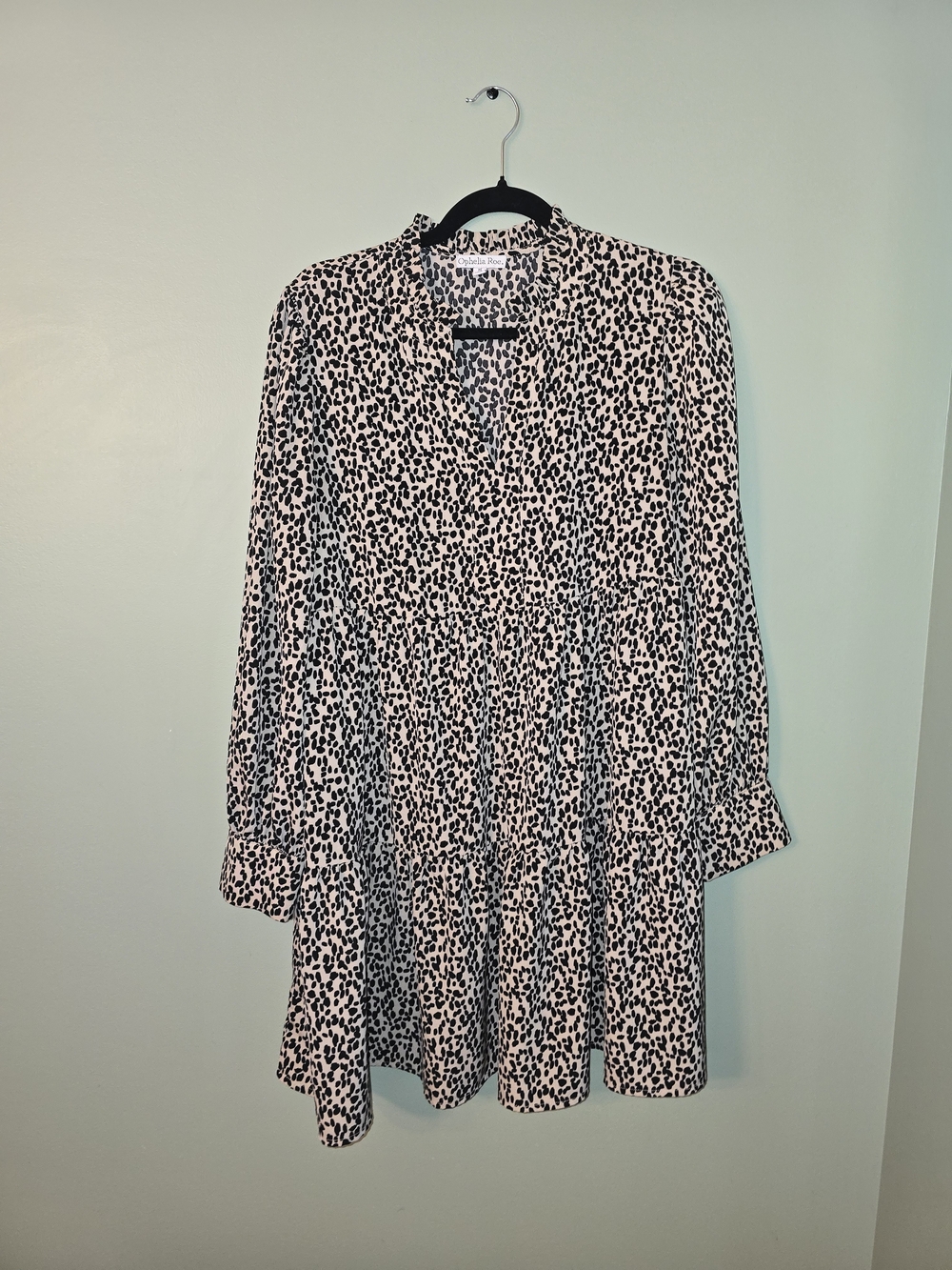 Long Sleeve Black and White Animal Print Dress